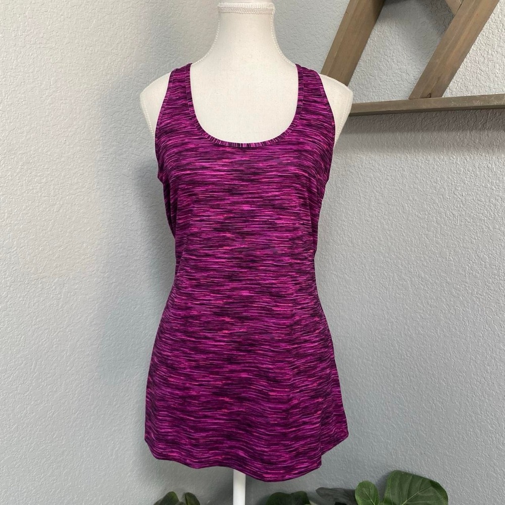 XERSION PURPLE PINK HEATHER TANK TOP RACERBACK SLIM FIT ACTIVEWEAR WORKOUT GYM